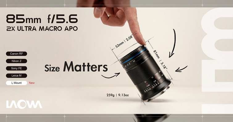 老蛙為世上最小全片幅無反相機微距鏡頭 Laowa 85mm f/5.6 2x Ultra Macro APO 新增L卡口版本